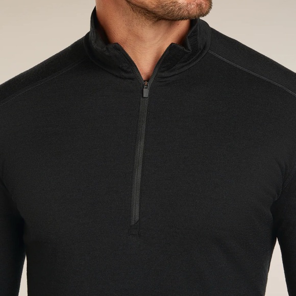 Icebreaker Men's Merino 200 Oasis Half Zip Thermal Long Sleeve Top Black Size M - Picture 2 of 15